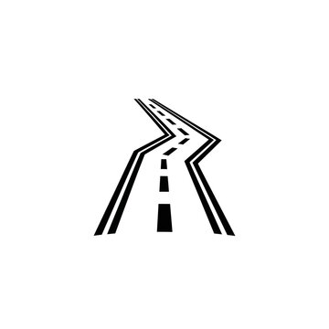 Minimalist black winding road icon on white background