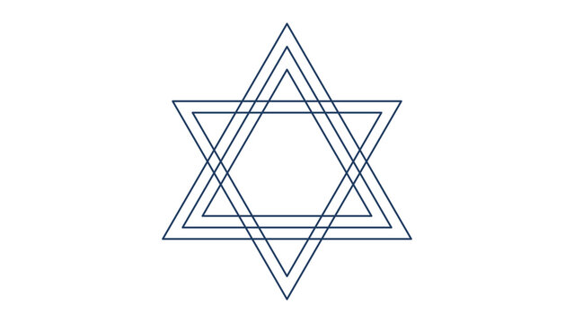 Star of David, minimalist geometric hexagram symbol for religious, cultural, or spiritual design projects