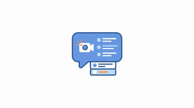 Video messaging and chat interface icons, video chat bubbles and social media communication icons