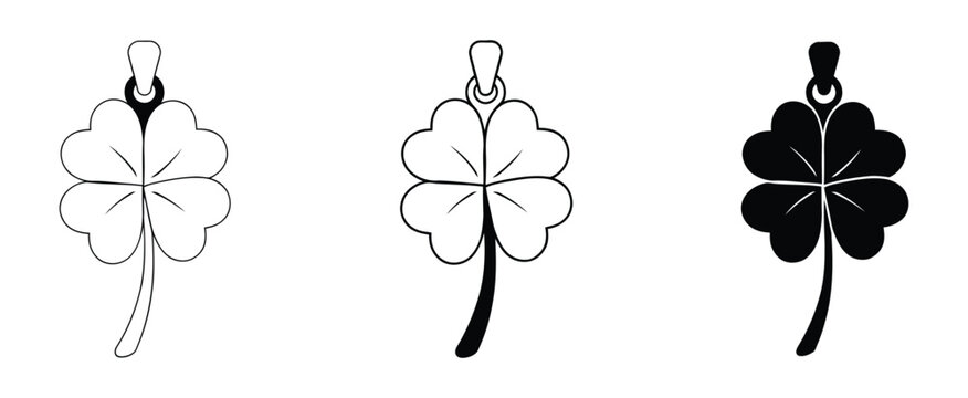 Four leaf clover icon. Black icon isolated on white background. Clover silhouette. Simple icon. Web site page and mobile app design vector element.