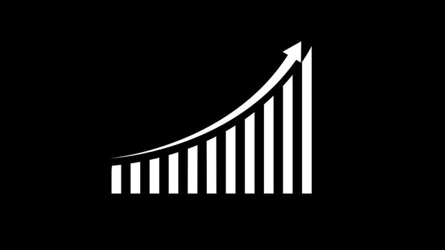Business graph with up arrow, Increasing business growth chart animation .Business graph chart with growing business concept. white color business graph chart. 