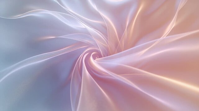 Spiraling sheer fabric tightening around central whirl in studio, sim starting with soft light