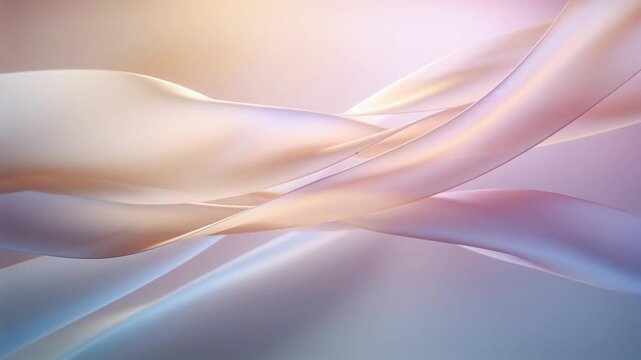 Floating translucent ribbons shifting across studio pastel gradient backdrop, driven by airflow