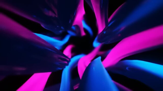 Vibrant pink and blue neon lights in dark space