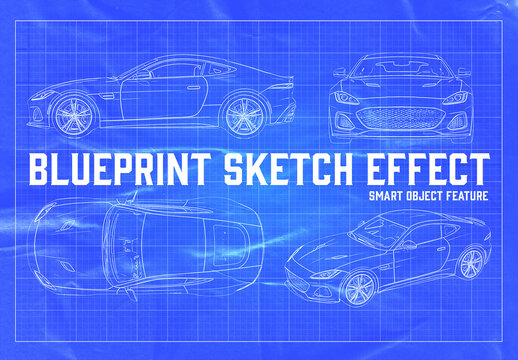 Blueprint Sketch Photo Effect