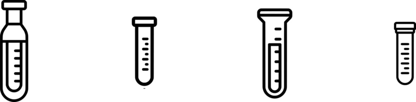 A minimalist black outline icon of a laboratory graduated cylinder against a white background, representing precise measurement in scientific research
