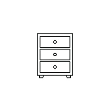 Minimalist line art icon of a three drawer dresser