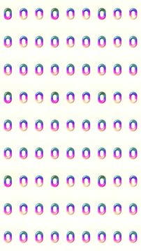 Rainbow gradient mini pills pattern on white, animated glossy capsules background, seamless looping vertical video