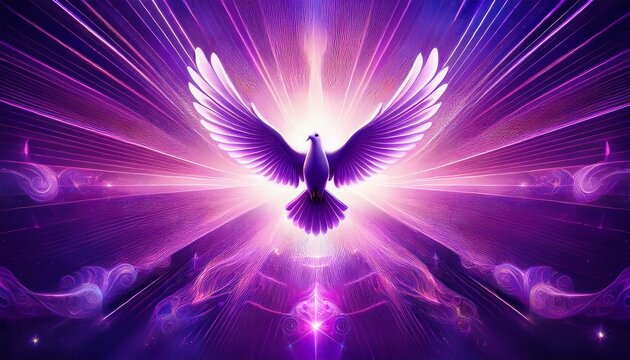 Violet Abstract Aesthetic With Dove Symbol Of God Holy Spirit Pentecost