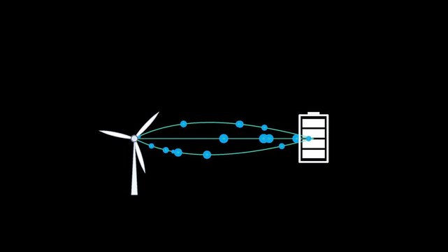 Wind Turbine Energy Storage System Diagram Showing Renewable Power Transfer to Battery Storage for Sustainable Electricity Infrastructure