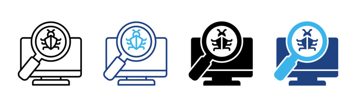 Virus Scan icon set multiple style collection