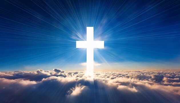 A Radiant Cross Shines Brightly In The Heavens Illuminating The Clouds Below With Divine Light
