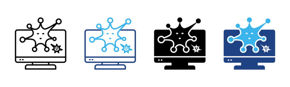 Virus icon set multiple style collection