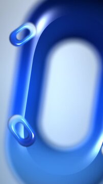 Blue glossy capsule frame, animated 3d gradient pill shape background, seamless looping vertical video