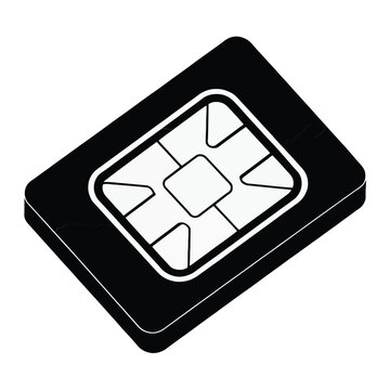 sim card   silhouette vector icon  bold geometric