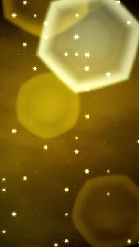 Golden bokeh lights and sparkling stars, animated festive glow background, seamless looping vertical video