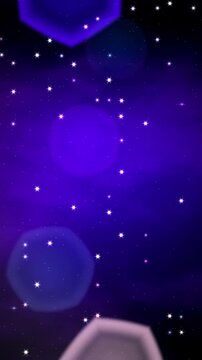 Purple night sky with bokeh lights and sparkling stars, animated starry glow background, seamless looping vertical video