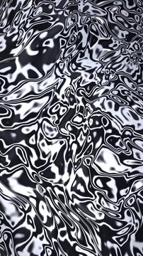 Black and white liquid metal swirl texture, animated marbled metallic background, seamless looping vertical video