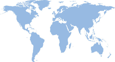 Fototapeta premium World Map Vector Illustration with Blue Continents on White Background