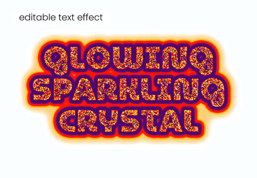 Editable Text Effect With Glowing Sparkling Crystal