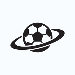 Soccer ball planet vector logo design © Midul