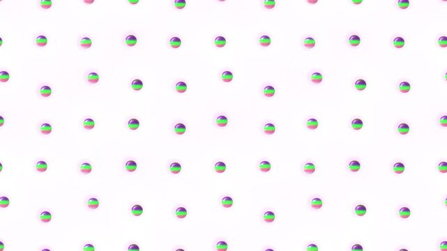 Small colorful dots pattern on white background, animated minimal polka dots, seamless looping video, 4k