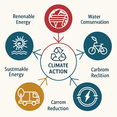 Naklejka premium Climate action and sustainable development goals diagram with sustainability, environment