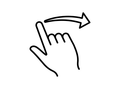 Hand gesture icon, swipe right gesture, touch screen action