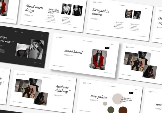 Mood Board Presentation Template Elegant Editorial Aesthetic Design Slides