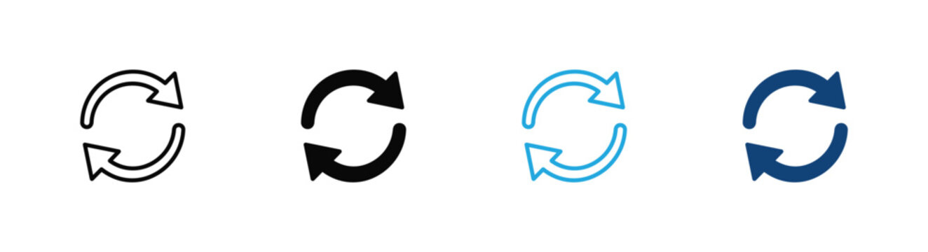 Refresh Arrow Icon Set for Reload, Sync, Update and Rotation Symbols . Vector Illustration