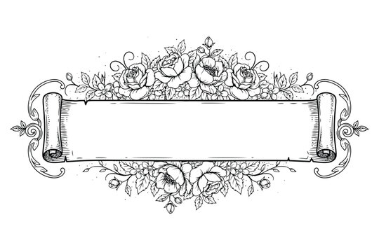 Vintage Scroll Ornament with Floral Design