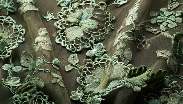 Faded Green Floral Lace Texture