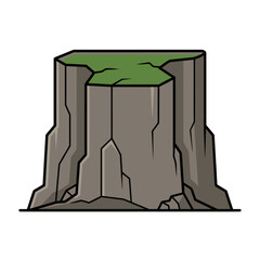 Fototapeta premium Illustration of a layered rock formation with a green top