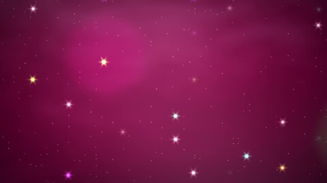 Pink glow with bokeh lights and sparkling stars, animated festive starry background, seamless looping video, 4k