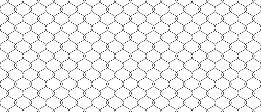 Metallic Chain Link Fence Seamless Pattern Background, Security Guard Website Header, Industrial Factory Wire Mesh Mockup, Construction Site Boundary Texture, and Sport Court Enclosure Vector