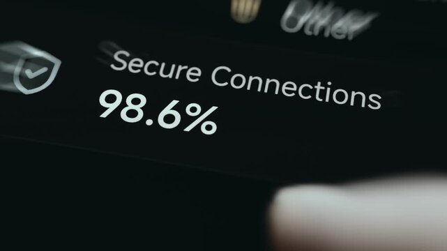 Secure Connection Protection Monitoring Dashboard with 98.6 Percent Security Rate