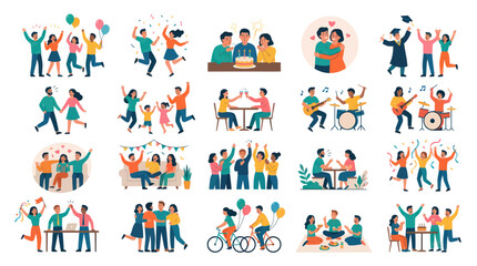 Fototapeta premium Happy People Celebrating Milestones and Social Gatherings in Flat Vector Illustration Style