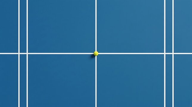 tennis court with ball on hard surface