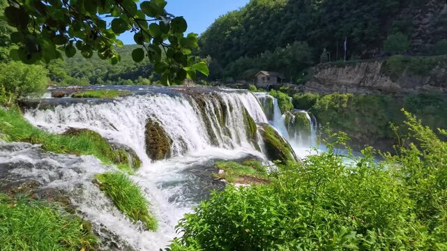 View of &Scaron;trbački Buk Waterfall in Una National Park, Bosnia and Herzegovina
