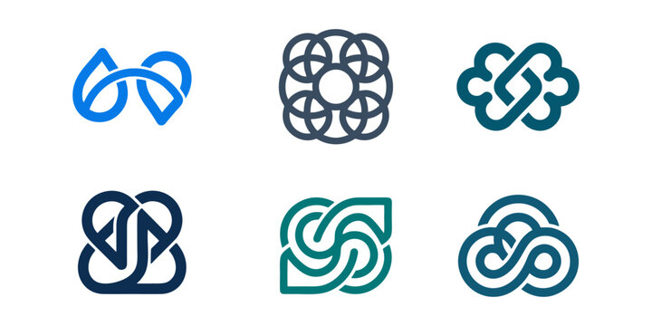 Modern abstract geometric line art logo and corporate brand identity concept icons