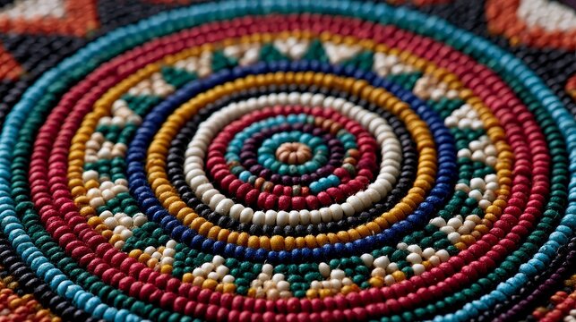 Traditional Zulu shield with vibrant, symmetrical beadwork, cultural artifact.