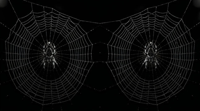 Spooky happy halloween spiderwebs with orb weaver spiders perfect for creepy seasonal decorations and festive designs