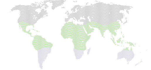 Fototapeta premium World Map with Highlighted Continents Political Vector Illustration