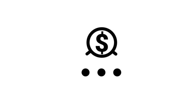 Budget Target Planning Icon. Animated line icon displaying a dollar target clock symbol with process dots representing financial investment timing and budget.