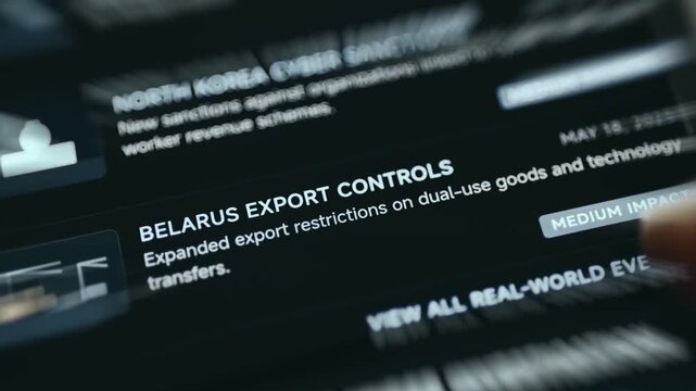 Real World Sanctions Alert Dashboard Tracking North Korea Cyber Sanctions and Belarus Export Controls