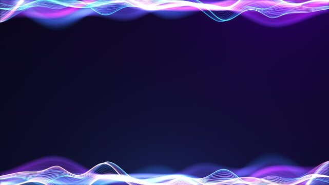 Neon pink blue sound wave frame loop with copy space for music, digital events and tech banner.