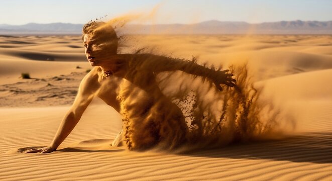 Man running sand dune dispersion