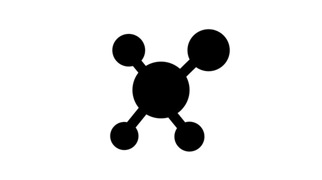 Centralized Data Network Icon. Animated icon displaying a central black node connected to surrounding circular elements representing a digital data network.