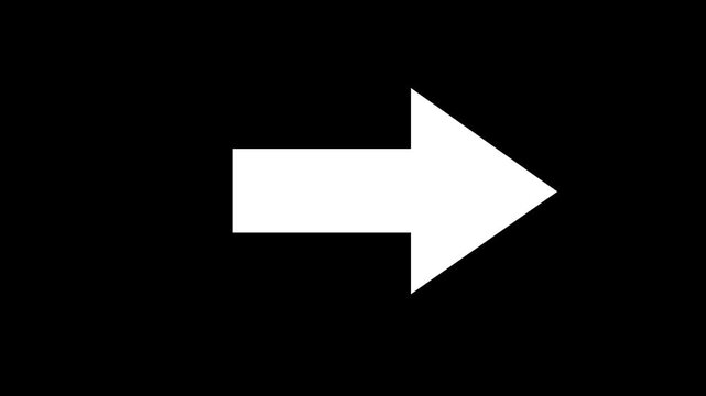 white arrow pointing right on black background. direction symbol indicating back or previous page.  arrow icon or signal download.