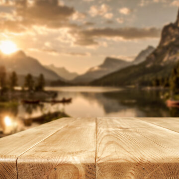 Lake camping with mountain view and copy space &ndash; outdoor summer adventure concept